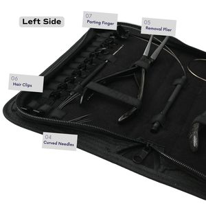 Kit de herramientas multifunción para extensiones de cabello negro con alicates de 7 pulgadas, alicates para extensiones de cinta, crimpadora de microanillos, gancho para extraer cabello y lazo. - Product Image 4