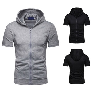 Oferta Caliente: Sudadera con Capucha Ajustada de Manga Corta para Gimnasio y Culturismo, Venta al por Mayor, Personalizada, Barata, Transpirable para Hombre - Product Image 4