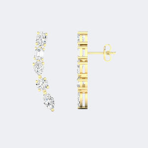 1.40CTW Mixed Shape Diamond Curved Drop <b>Earrings</b> 14k <b>Gold</b> Lab Grown D Color VVS Prong <b>Set</b> Linear Dangle for Women - Product Image 4