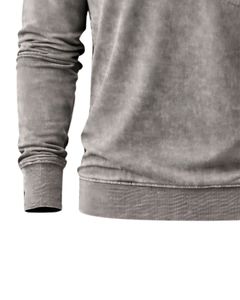 Sudadera Henley de Manga Larga para Hombre, Lavado Ácido, Gris Piedra, Estilo Casual con Botones y Bolsillos, Prenda de Invierno, Algodón, Corte Ajustado - Product Image 6