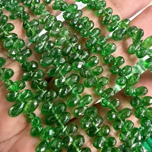 Perles en forme de goutte d'eau certifiées CMA vertes naturelles 3x5-5x6mm, brin de 8 pouces, pierres précieuses facettées pour la fabrication de bijoux, bracelet Jaipurgemshouse - Product Image 4