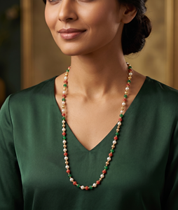 DIVYORO Collar de rosario con cuentas tricolor, imitación de perlas, aleación de cobre chapada en oro, joyería religiosa clásica para rezar, regalo unisex - Product Image 3