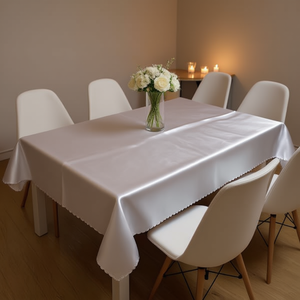 Elegante Mantel de Satén Plateado de 1.4*20M, Diseño Sólido, Tejido, para Ocasiones Especiales - Product Image 3