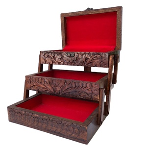 Caja de joyería de madera tallada a mano, de la mejor calidad, hecha a mano, tres escalones, moderna, de último diseño - Product Image 4