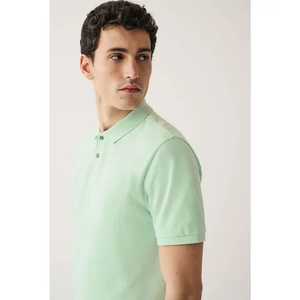 เสื้อโปโลผู้ชายไซส์ใหญ่ สีเขียว แขนสั้น ผ้าถัก สวมใส่สบาย 100% ผ้าฝ้าย ปกคอเสื้อพับได้ เสื้อโปโลผู้ชายไซส์ใหญ่/สินค้าขายดี - Product Image 3
