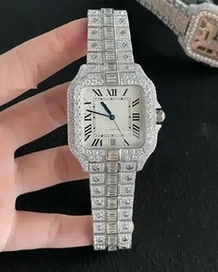 Reloj Iced Out Baguette Link Plateado con Números Romanos Cuadrados, Mecánico Automático, Estilo Hip Hop, para Hombre, de Lujo Premium - Product Image 4