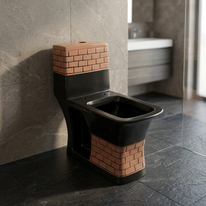 Inodoro de cerámica de una pieza, moderno y lujoso, con tanque oculto y taza con relieve, para decoración de baño en gris. - Product Image 3