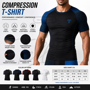 T-shirt de compression pour homme, haute qualité, faible MOQ, logo personnalisé, meilleur prix, fournisseurs de t-shirts de compression pour la course à pied, manches courtes - Product Image 5