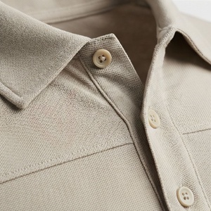<b>Men</b> <b>Long</b> <b>Sleeve</b> <b>Polo</b> <b>Shirt</b> Solid Color Knitted Casual Regular Fit Beige Collar Design Premium Quality - Product Image 3