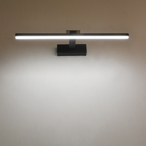 Applique murale LED moderne en aluminium noir 40 cm, contrôle tactile, intensité variable, blanc chaud, pour salle de bain et hôtel - Product Image 6
