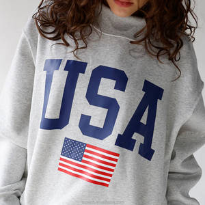 Custom Women's Reversible Printed Sequined Mock Neck Streetwear Winter Autumn 100% Cotton Fleece Oversized Long Sleeve Pullover - Product Image 2