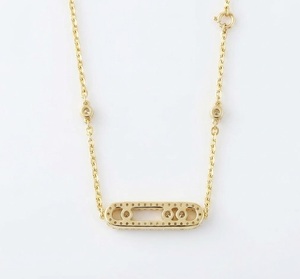 Collier pendentif minimaliste en or 18 carats avec diamant de laboratoire et chaîne à barres géométriques pavées de diamants, pendentif diamant mobile - Product Image 6