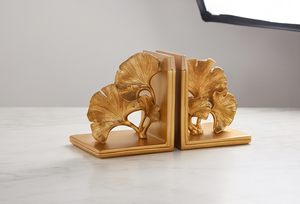 Sujetalibros de oro con diseño de hoja botánica y textura fundida, centro de mesa para escritorio, listado de proveedor para pedidos al por mayor - Product Image 2