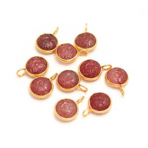 Colgante de Flor de Cuarzo Rosa Natural Tallado a Mano, Amuleto de Piedra Preciosa, Joyería de Plata Esterlina 925, Colgante de Piedra de Fresa - Product Image 1