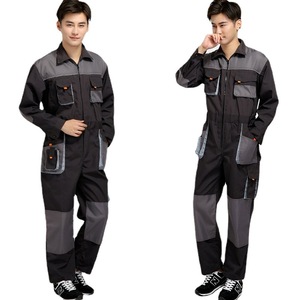 Combinaison de travail en coton pour hommes, résistante à l'abrasion, noire et grise, uniforme - Product Image 1