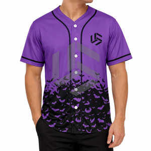เสื้อเบสบอลชายแบบสั่งทำพิเศษ พิมพ์ลาย V-neck ไซส์ใหญ่ ติดกระดุม แขนสั้น ระบายเหงื่อได้ดี ทรงปกติ - Product Image 1
