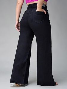 Jogging en denim léger extensible taille haute pour femme - Product Image 3