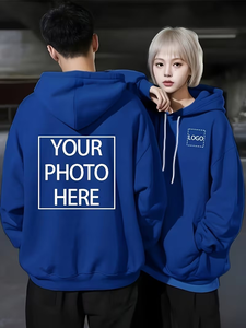 Customizable Men's Eco-Friendly Fleece Hoodie Personalized Photo/Text Front Back Design Winter Pullover Sweatshirt Pocket Soft - Product Image 3