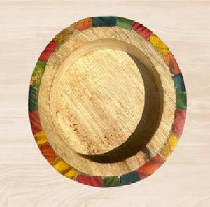 Cuenco de cera de madera multicolor, redondo, pulido, de superficie lisa, duradero y vibrante. - Product Image 3