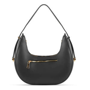 Sac à bandoulière en cuir véritable noir, sac hobo à fermeture éclair, antivol, grande capacité pour les voyages quotidiens - Product Image 4