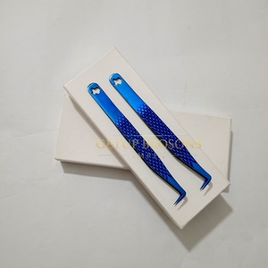Pinzas para Extensión de Pestañas GETUP BROSONS IMPEX Blue Plasma de 90 Grados, Acero Inoxidable, Punta Suave, Herramientas de Precisión, Duraderas - Product Image 2