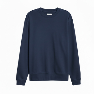 Sweat-shirt unisexe à col rond et manches longues, 100% coton tricoté, couleur unie, coupe décontractée, vêtement d'automne - Product Image 1