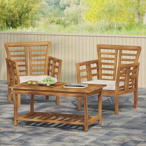 Conjunto de Muebles de Jardín Modernos de Madera de Acacia para Patio, 3 Piezas, con Mesa - Product Image 2