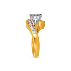 Bague Nova Bypass en Diamant, Luxe, Plaqué Or Jaune, avec Grappe de Diamants Ronds et Diamants de Laboratoire Sertis en Canal - Product Image 4