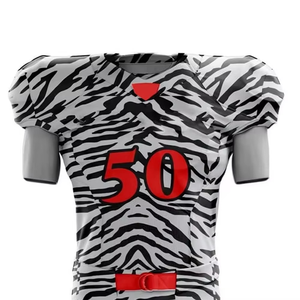 Ensemble d'uniformes de football américain personnalisés avec impression frontale, en polyester respirant, maillot et pantalon d'équipe imprimés par transfert thermique - Product Image 4