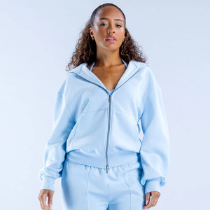 Sweat à capuche zippé pour femme, tricoté, confortable, écologique, couleur unie, manches longues, personnalisable avec logo, qualité supérieure, vente en gros, best-seller - Product Image 4
