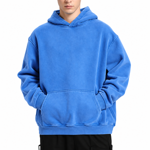 Sweat-shirts à capuche unisexe en tricot délavé, anti-plis, en molleton 100 % coton écologique, avec poche, coupe classique, vente en gros - Product Image 2