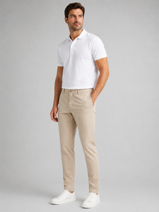 Pantalones Chino Beige para Hombre, Corte Recto, Cintura Media, Bolsillos Laterales, Lona Ligera, Secado Rápido, Transpirables, Estilo Casual de Verano, Económicos - Product Image 1