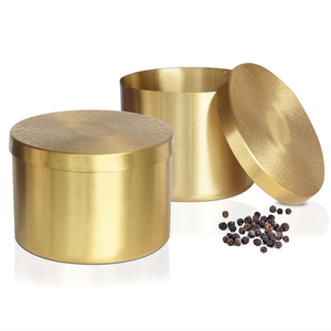 Elegant Indian Design <b>Large</b> Metal Iron Hammered Box Gold Lid Bread Storage <b>Jar</b> Wholesale Stainless Steel Kitchenware for Food - Product Image 3
