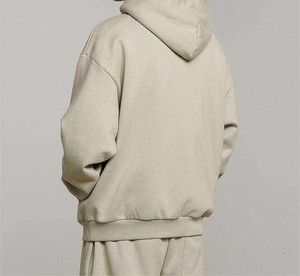 Ensemble de survêtement décontracté d'hiver avec logo personnalisé, pantalon de jogging droit et sweat à capuche, coupe-vent respirant uni pour la course - Product Image 6