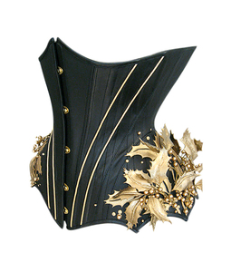 Corsé de Cuero Negro para Mujer con Apliques Dorados de Holly, Moldeador de Control Firme, Talla Adulto - Product Image 4