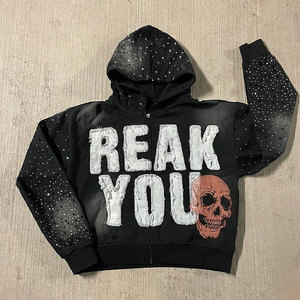 Chaqueta de Invierno Acolchada para Hombre, Estilo Urbano, con Parches Bordados, Letras y Cristales de Imitación, Talla Grande, Suave, Venta al Por Mayor OEM 2025 - Product Image 1
