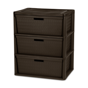 Tour de rangement en plastique à 3 tiroirs avec bacs décoratifs amovibles - Product Image 1