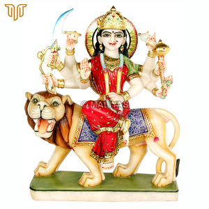 Handcrafted Marble Durga Maa Statue on Lion | Premium White Marble Durga Mata Murti by MALIYAS Jaipur India - Product Image 2