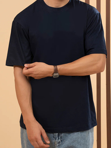 เสื้อยืดผู้ชายแบบเรียบ แขนสั้น ผ้าหนา เสื้อยืดลำลองสำหรับฤดูร้อน ประดับด้วยเพชรเทียม - Product Image 3