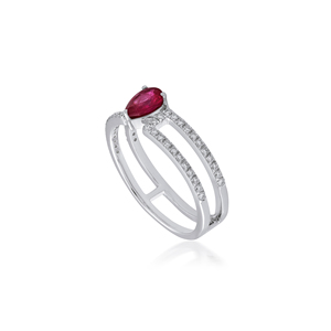 Anillo de Compromiso de Plata de Ley 925 con Doble Banda de Rubíes CZ en Forma de Pera de 6x4mm, Gema de Rubí Rojo, de Ivaan Jewels para Mujer, Venta al Por Mayor - Product Image 5