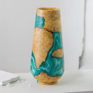 Pot de fleurs hydroponique transparent au design moderne, vase en verre pour plantation sans terre, pot en résine verte, vase en bois pour mariage - Product Image 3