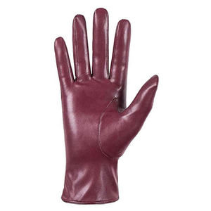 Wholesale FITME SPORTS Burgundy Leather <b>Touchscreen</b> <b>Gloves</b> Wrist Length Plain Style Unlined Eco-Friendly Winter Outdoor Casual - Product Image 3