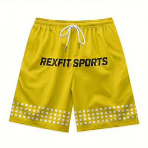 REXFIT SPORTS กางเกงขาสั้นออกกำลังกายสีชมพูสำหรับผู้ชาย ผลิตตามสั่ง พิมพ์โลโก้ เหมาะสำหรับการฝึกซ้อม วิ่ง และฟิตเนส - Product Image 2