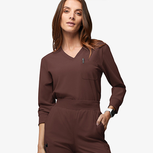 Uniformes Médicos para Mujer, Diseño Nuevo, Venta Caliente, Personalizados al por Mayor, Manga Larga, Corte Ajustado, Tallas Grandes, 72% Poliéster/21% Rayón/7% Elastano - Product Image 1
