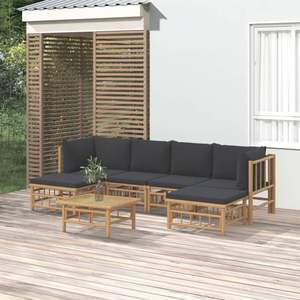 Grande Set Lounge da Giardino Modulare in Bambù Grigio Scuro - Product Image 1