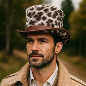 Chapeau haut de forme steampunk en cuir de vachette fait main, fabrication professionnelle, unisexe, style rustique western, cosplay - Product Image 4