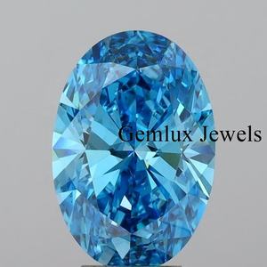 ที่มีคุณภาพสูงได้รับการรับรอง IGI เพชรสีฟ้าสดใส7.5ฟ้า CT สีฟ้าวงรีตัดในห้องปฏิบัติการที่เติบโตขึ้นตัดวงรีเพชรมองเห็นได้ชัดเจนเพชรหลวม - Product Image 3