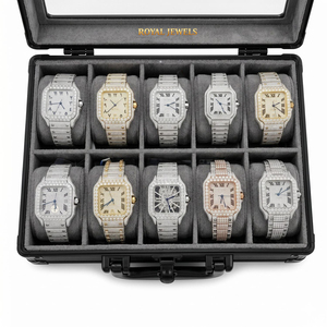 Montre à quartz avec cadran en diamant, boîtier carré, bracelet en acier inoxydable, montre analogique de luxe, style bijoux unisexe - Product Image 2