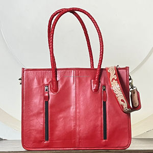 New Western Style <b>Tooled</b> <b>Leather</b> Cowhide Tote Bag Handmade Turquoise Stone Crossbody Fringe Handbag for Women Vintage Purse - Product Image 6