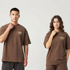 เสื้อยืดโอเวอร์ไซส์พรีเมียมสำหรับผู้หญิงและผู้ชาย สไตล์ลำลอง สตรีทแวร์ คอกลม น้ำหนักเบา สกรีนโลโก้ด้านหน้าได้ตามสั่ง ขายส่ง รับผลิตแบบ OEM ODM - Product Image 5